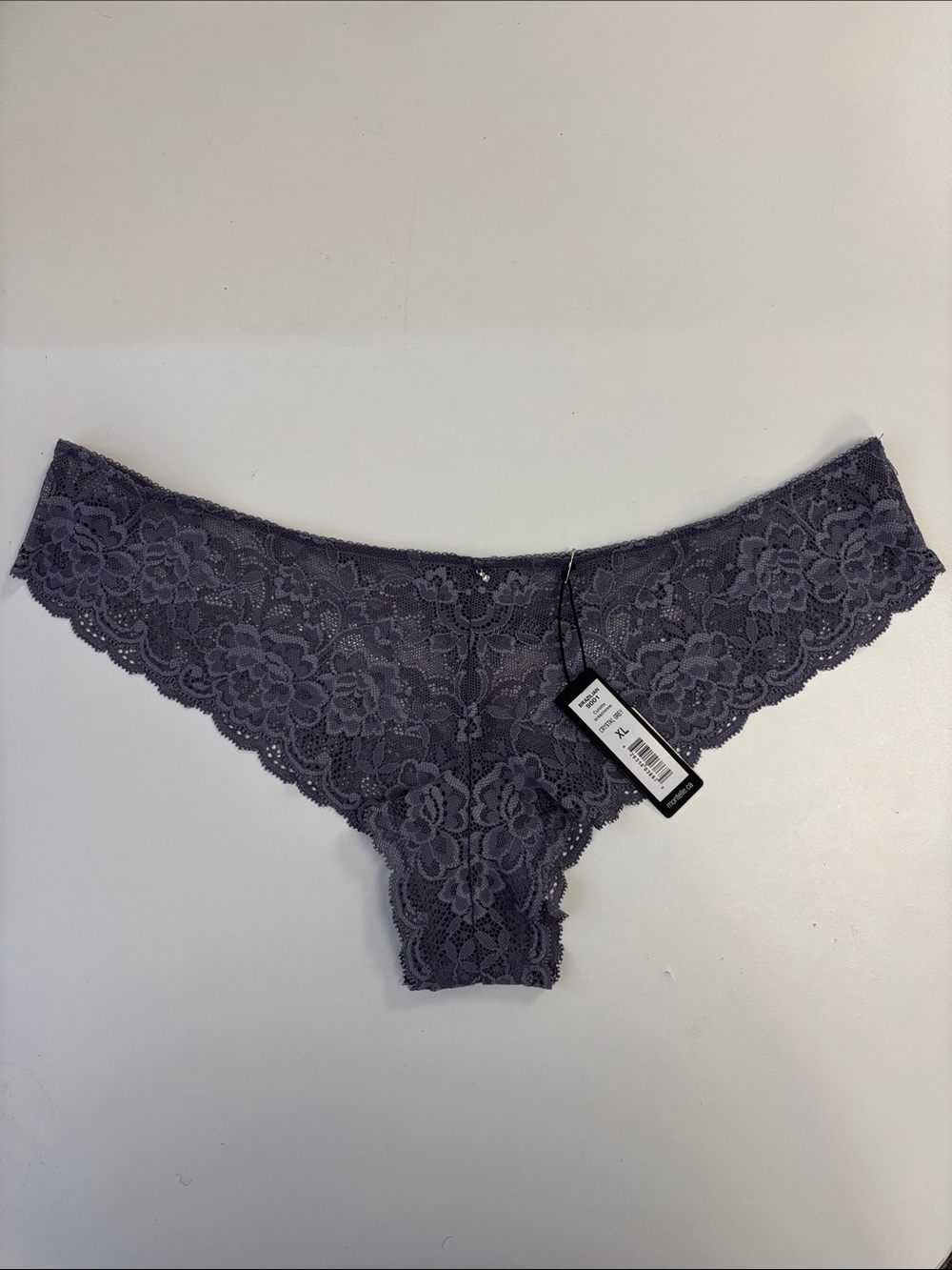 NEW Montelle Signature Lace Brazilian Cheeky Panty 9001 Crystal Grey Gray